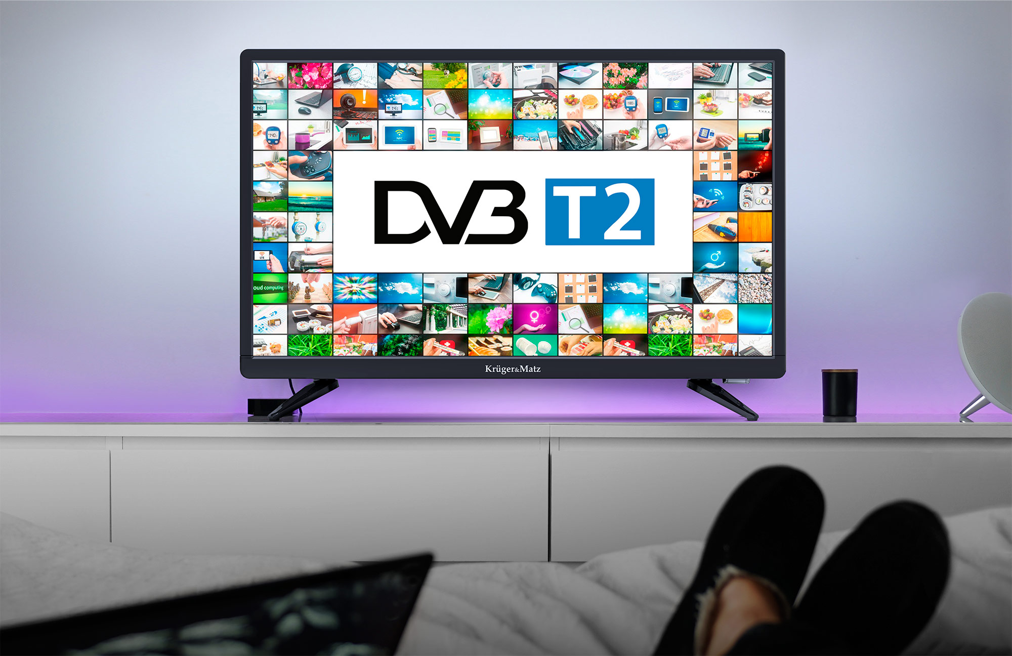 Pentru un plus de confort in utilizare noul televizor de 22 inch de la Kruger&Matz este dotat cu tuner DVB-T2 care foloseste pentru a putea prinde posturile transmise in format digital. Acum nu mai trebuie sa cumperi echipamente in plus!