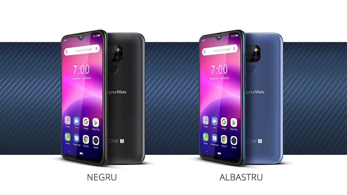 Smartphone FLOW 7S in doua culori: negru si albastru